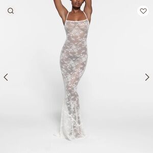 Skims Ultra Fine Lace Cami Long Dress - NWT
